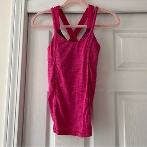 Lululemon Athletica Fuchsia Pink Strappy Tank Built in Bra